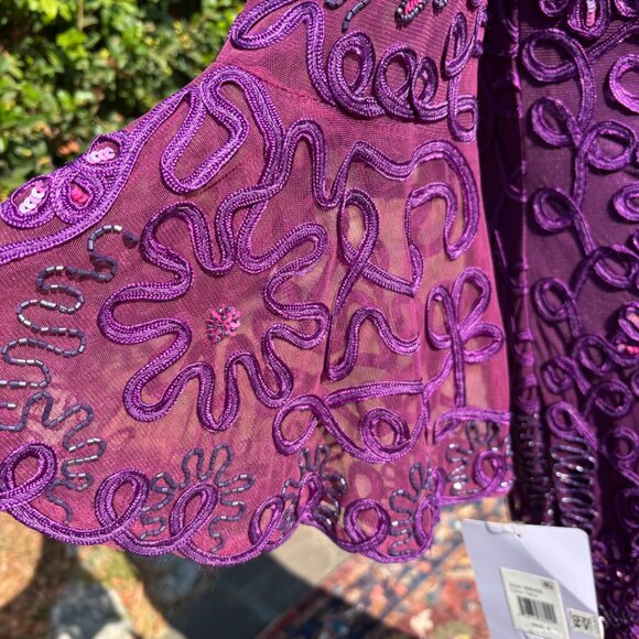 NWT JS Collections Purple Embroidered Illusion Dress | Size 6 Cocktail or Formal - Picture 10 of 13